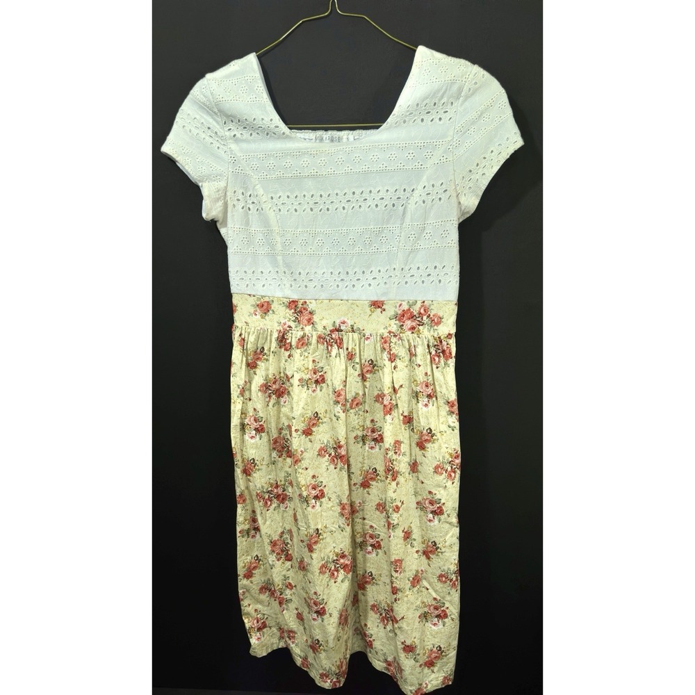 Mikarose Women's White Knit Floral Dress with Pockets Size Small